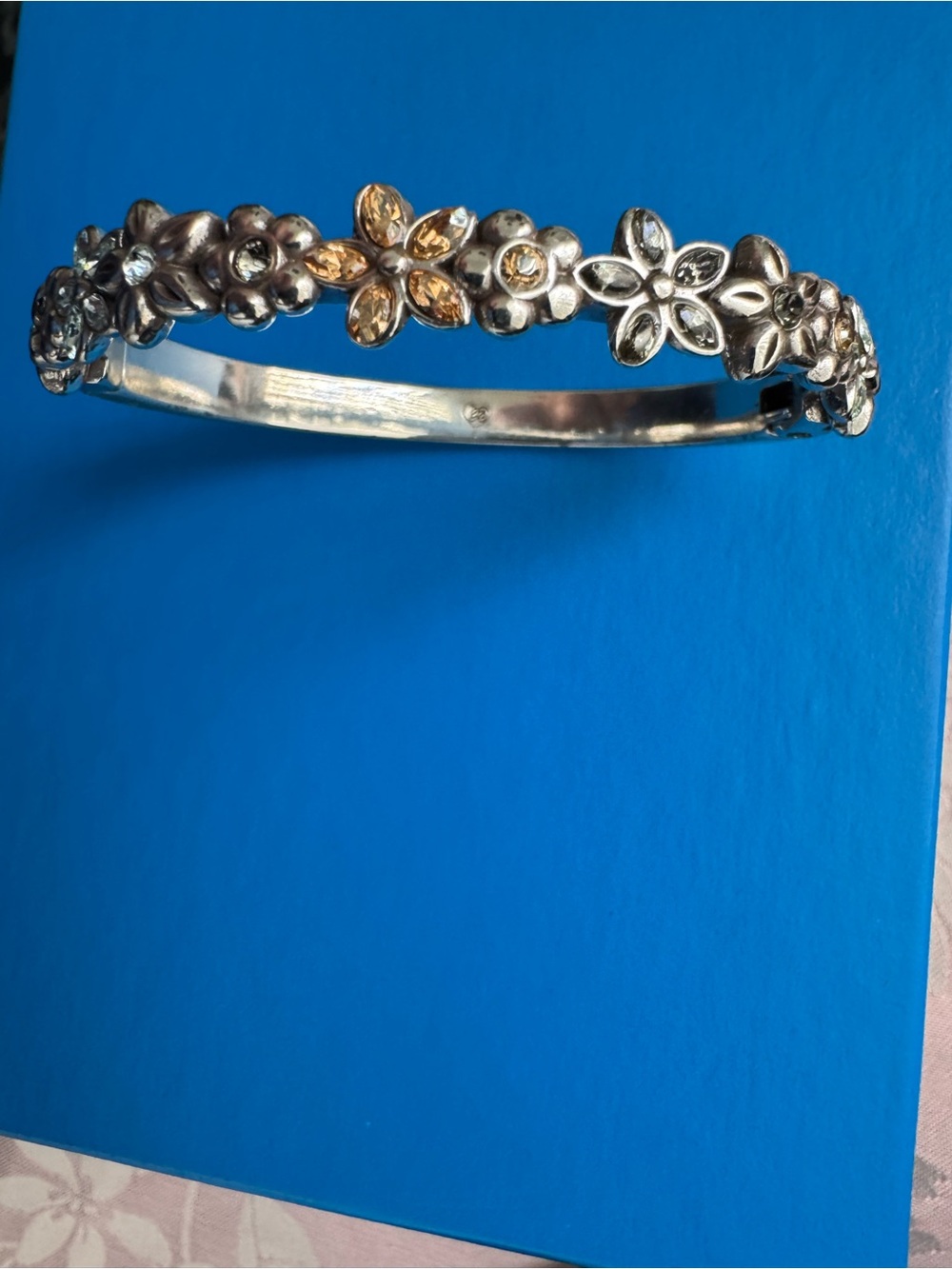 Brighton Silver Floral hinged bangle Bracelet - Picture 4 of 5